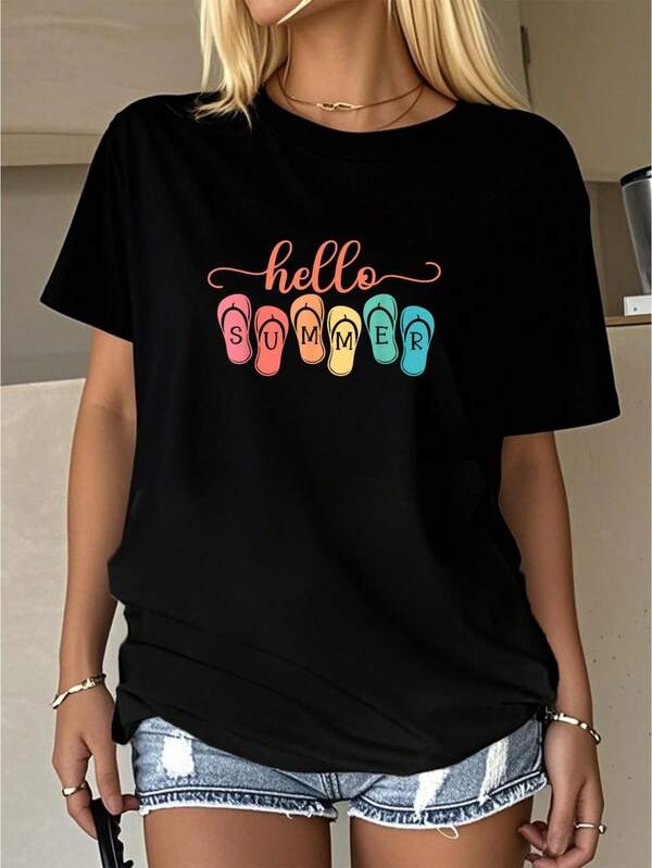 Flip Flops Summer Shirt Holiday Beach Hello Summer Men Women Kids-Shirt         Graphic Tees Women Crop Tops Summer Outfits Women Summer Tops-Shirt