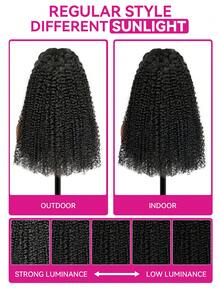 ISEE HAIR Wear Go 9x6 Transparent Lace Glueless Kinky Curly Wigs Pre Bleached Knots Human Hair Natural Color 180% 16-28 Inch Lace Front Wigs Pre-Plucked & Pre-Cut With Natural Hairline Daily Use Top Quality For Beginners - SNatural - View 7