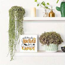 Decorative Sign Will Trade Brother For Candy - Cute Office Decor, Boho Room Decor, Farmhouse Kitchen Decor For Halloween, Trick Or Treat - Unique Gifts For Women