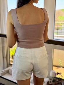 SQUARE TANK TOP SUMMER KNITTED WOMEN'S FASHION - 紫丁香色 - 查看 3