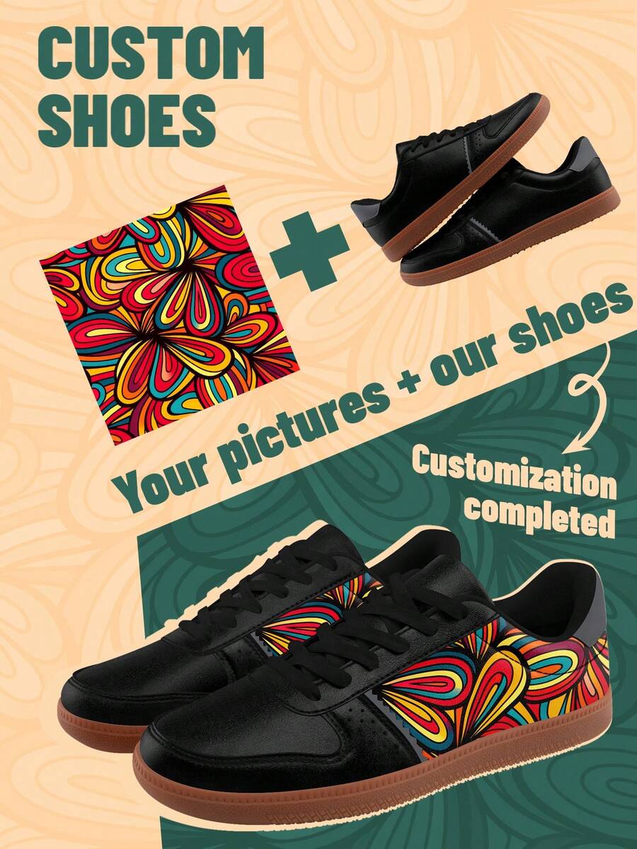 Men's Custom Photo PU Upper Low-Top Sneakers, Lightweight & Stylish Comfortable, Unisex All-Season Casual Wear, Customize Gift For Mom/Dad/Her/Him/Girlfriend/Boyfriend/Wife/Husband/Friend - Multicolor - View 1