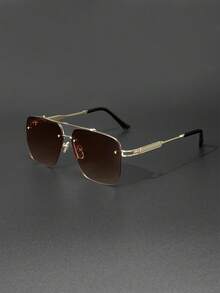 1 Kính thời trang nam gọng kim loại nửa gọng, kiểu dáng hình học, sành điệu và thanh lịch, thích hợp cho công việc, quán cà phê và các dịp giải trí khác - Nhiều màu - Xem 5