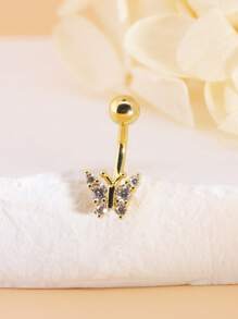 1個蝴蝶金肚臍環肚臍釘,身體穿刺珠寶