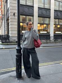 Suéter de mujer tipo pullover suave, jersey holgado de punto retro, top casual oversize