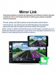 Estéreo Mirrorlink con pantalla táctil de 7 pulgadas HD Bluetooth, sistema de audio y video para auto, conectividad inteligente, sonido potente, compatible con smartphones, instalación fácil y moderna. - Negro - Ver 3