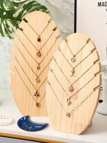 1pc Wooden Jewelry Display Stand Holder For Necklaces, Bracelets, Pendants, Jewelry Storage Organizer, Display Prop Summer Necessity For Women Storage Organizer Gift Travel Back To School - Yellow - View 5