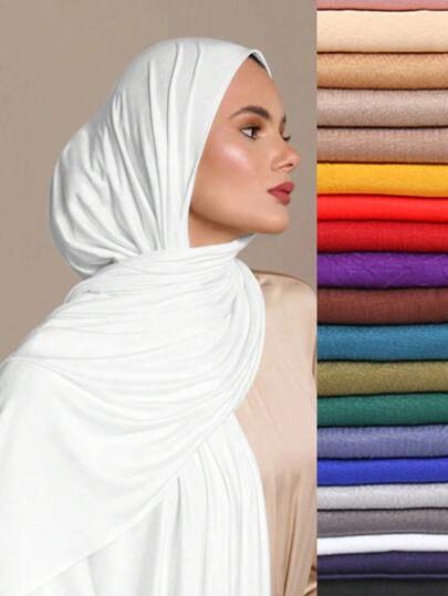 1pc Plus Size Knitted Shawl Scarf, Soft Casual Solid Color Women's Scarf, Suitable For Pairing With Dresses