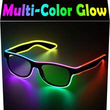 Gafas fluorescentes LED inalámbricas con 3 modos de parpadeo y carga USB, perfectas para fiestas festivas, decoraciones de juguetes, regalos de cumpleaños, carnavales, festivales de música y suministros para fiestas, con luces neón multicolor luminosas - Multicolor - Ver 15