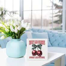 Decorative Sign Retro Sweet Like Cherries, Spooky Like October, Spooky Cherry Halloween Bow For Office Decor, Halloween Skull Cherry Png Design For Bedroom Wall Decor, Ideal As Birthday Gifts For Women And Unique Home Decor For Living Room, Perfect For Halloween And Birthday Celebrations