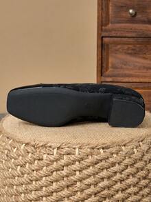 Giày Mary Jane mũi vuông cao 3cm thoải mái cho nữ, màu vàng, thích hợp cho vũ hội, tiệc tùng, ăn tối, phong cách cổ điển, gót thấp, thời trang, thường ngày, cao cấp - màu đen - Xem 8