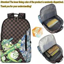 时尚男女通用背包，高中/大学生书包，大容量户外旅行通勤，校园，卡通，高中，返校