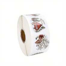 1500 szt. różnorodnych naklejek świątecznych w rolce, kolorowe etykiety samoprzylepne z papieru z napisami "Wesołych Świąt" i "Wesołych Świąt" do pakowania i zaklejania prezentów (1 rolka/500 szt., 3 rolki/1500 szt.)