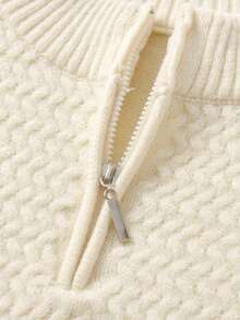 Tween Boys' Collegiate Striped Half-Zip Sweater, Small Stand Collar Knit Pullover Long Sleeve, Suitable For School, Everyday Wear, Spring, Autumn, Winter