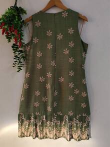 Plain  Dress With Fake - Army Green - View 2