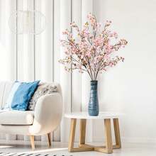 Artificial Cherry Blossom Flowers 4 Pcs Faux Cherry Blossom Stems Faux Silk Cherry Blossom Branches 41'' Fake Flowers Long Stems For Vase Arrangements Home Wedding Table Decor (Pink) KF - New Pink - 查看 5