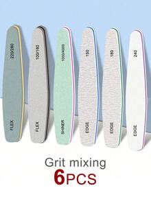 专业指甲锉和抛光块套装，适用于亚克力凝胶指甲和天然指甲，双面砂纸指甲锉和抛光块，可水洗，100/150/180/220/240/280/1000/4000目 - 白色 - 查看 16