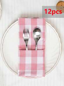 2/6/12 piezas Servilletas de poliéster a cuadros modernos de Halloween y Navidad, adecuadas para restaurante, cocina, cafetería, fiesta festiva, decoración de mesa de comedor, decoración del hogar diaria