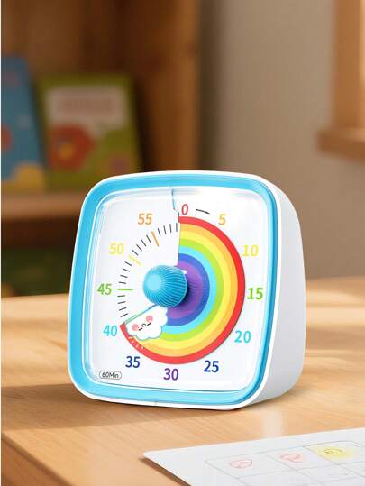  Yunbaoit Visual Timer With Night Light, 60-Minute Countdown Timer For Adults , Silent Classroom Timer, Time Management Tool For Home, School, Or Work Blue Rainbow