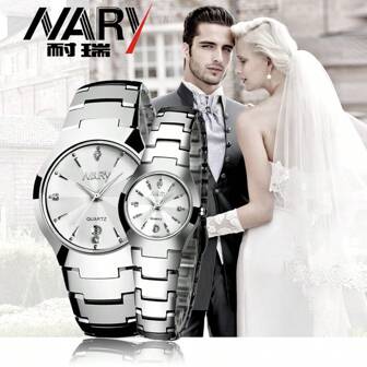 两款情侣腕表：NARY 石英腕表。这款商务时尚的腕表配备日历功能，是送给男士和女士的完美情人节礼物。适合日常佩戴，是送礼的必备之选。