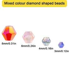 3/4/6/8 毫米多色奥地利水晶双锥珠 - 多面玻璃隔珠，适用于 DIY 珠宝制作和手工工艺品 - 菱形尖珠 - 查看 3