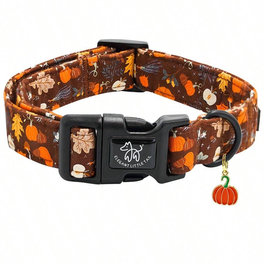 Zgardă elegantă pentru câini cu coadă mică, de Halloween, cu imprimeu de frunze de arțar, de toamnă, pentru animale de companie, cu model moale, pentru căței, reglabilă pentru sărbători