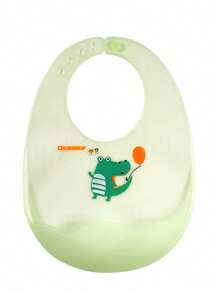 1 件婴儿硅胶围兜，超大开口，可调节，轻便，可爱动物图案，不脏手，易于清洁，适合日常喂奶 - 彩色 - 查看 13