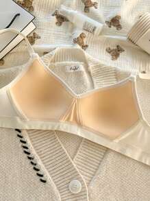 2pcs/Set Girls Wireless Bras, Seamless Thin Padded Bras For Students, Comfortable & Breathable Sports Bras