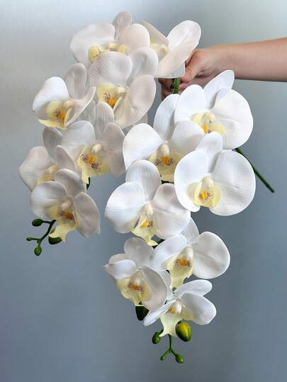 1/3pcs 7 Heads Over Glued Artificial Phalaenopsis Orchid,88CM,34.64in,White,Artificial Flower,Artificial Plant,Factory Customized,School Dormitory Office Decoration,Outdoor Party Event Holiday Birthday Party Decoration,Home Entryway Hotel Restaurant Living Room Bedroom Wedding Banquet Kitchen Garden Decoration,Suitable For Easter,Thanksgiving Day,Halloween,Christmas Decorative Gifts,Dining Table Decoration,Centrepieces. Plastic Flowers