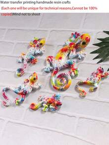 1pc Creative Handmade Gecko Decor Accessory Wall Hanging, Resin Ornament Reptile Water Transfer Gecko Wall Decor (Please Read The Tips Before Purchasing), Miniature Landscape Ornament, Tiny Fairy Christmas Craft - Multicolor - View 4