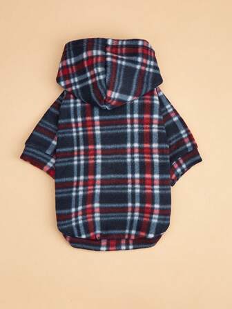 1pc Colorful Plaid Pet Sweatshirt, Warm & Soft Pet Clothing For Cats & Dogs, Comfortable Indoor & Outdoor Wear, Cute Pet Hoodie For Autumn/Winter
