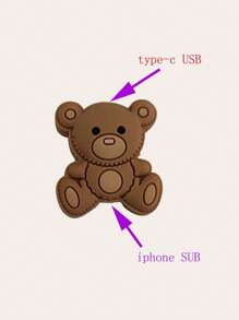 Bear & Apple Pattern Data Cable Protector Case, Universal Android Charging Cable Sleeve Charger Protector