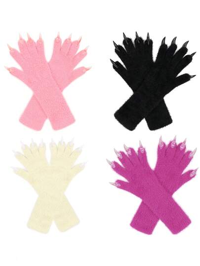 Full Finger Paws Gloves Long Warm Mittens For Cosplay Themed Events Parties Costume Accessories