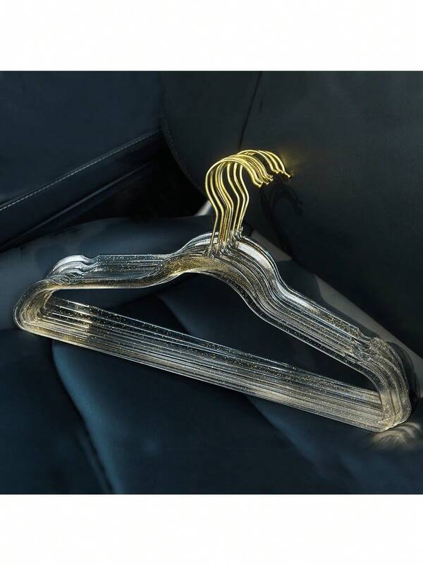 Lot de 1, 5, 10 ou 20 cintres en acrylique et cristal, étoiles dorées, pour vêtements de femme, sans couture, pour la maison, en plastique transparent, pour magasin de vêtements, avec poudre dorée, modernes et antidérapants.