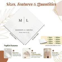 20-500张定制婚礼餐巾纸，三层字母组合个性化鸡尾酒餐巾纸，适用于单身派对、周年纪念、订婚派对——一次性饮料/甜点餐巾纸，也适用于情侣聚会、闺蜜之夜、婚礼餐桌装饰、圣诞派对装饰、秋季装饰、办公室装饰、优雅生活、永恒之爱 - 彩色 - 查看 3