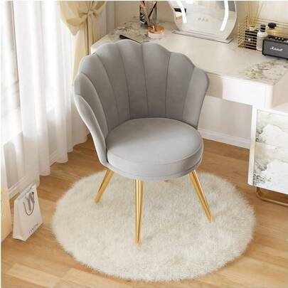 Conjunto de 1 sillón de terciopelo con respaldo de carcasa de terciopelo suave fabricado en terciopelo con patas de metal dorado para salón, dormitorio, tocador