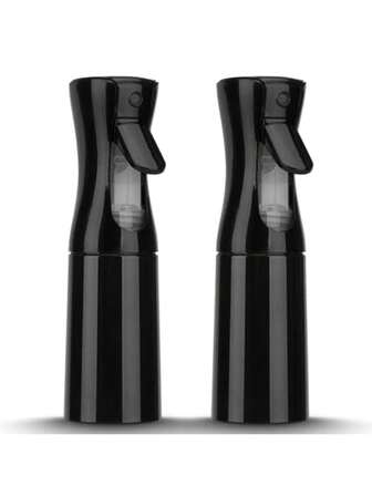 2 piezas Botella rociadora negra para cabello con rociado continuo de niebla ultrafina para cabello, salones, barbería, plantas, cuidado de la piel, limpieza, kit de peinado, kit de herramientas para el cabello, accesorios de belleza para el hogar, regalos para mujeres