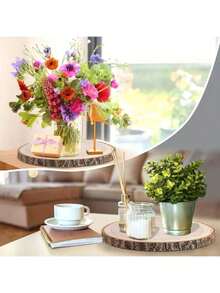 2 szt. naturalnych plastrów drewna, ręcznie robiony zestaw do majsterkowania – rustykalny styl, dekoracja stołu/ślubu/świąteczna, nadaje się do malowania, wystroju domu, restauracji i hotelu – wyjątkowe rzemiosło naturalnego cięcia drewna