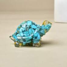 CUPIDCRYSTAL 1PC Natural Crystal Stone Resin Tortoise Statue Reiki Stone Cat Figurine Amulet Fengshui Sculpture For Home Office Decoration