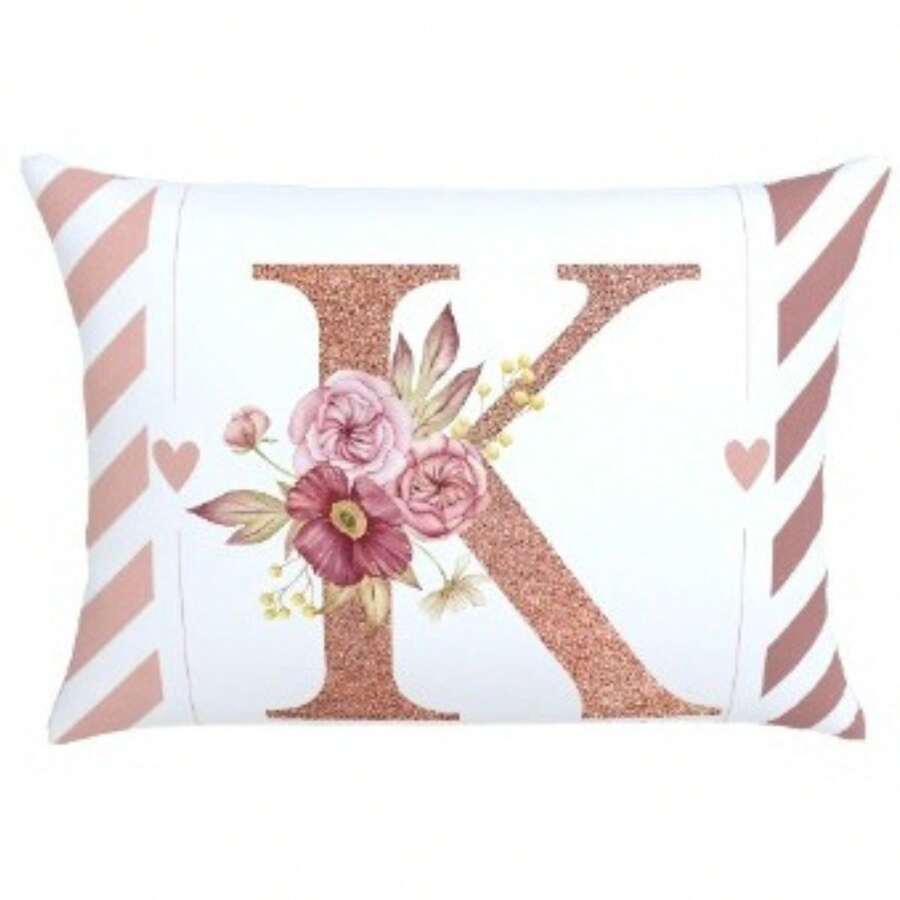 Pillowcase 70X60 Oxford Digital Print Initial Pillowcase High Quality Durable Zipper Monogram - K - View 1