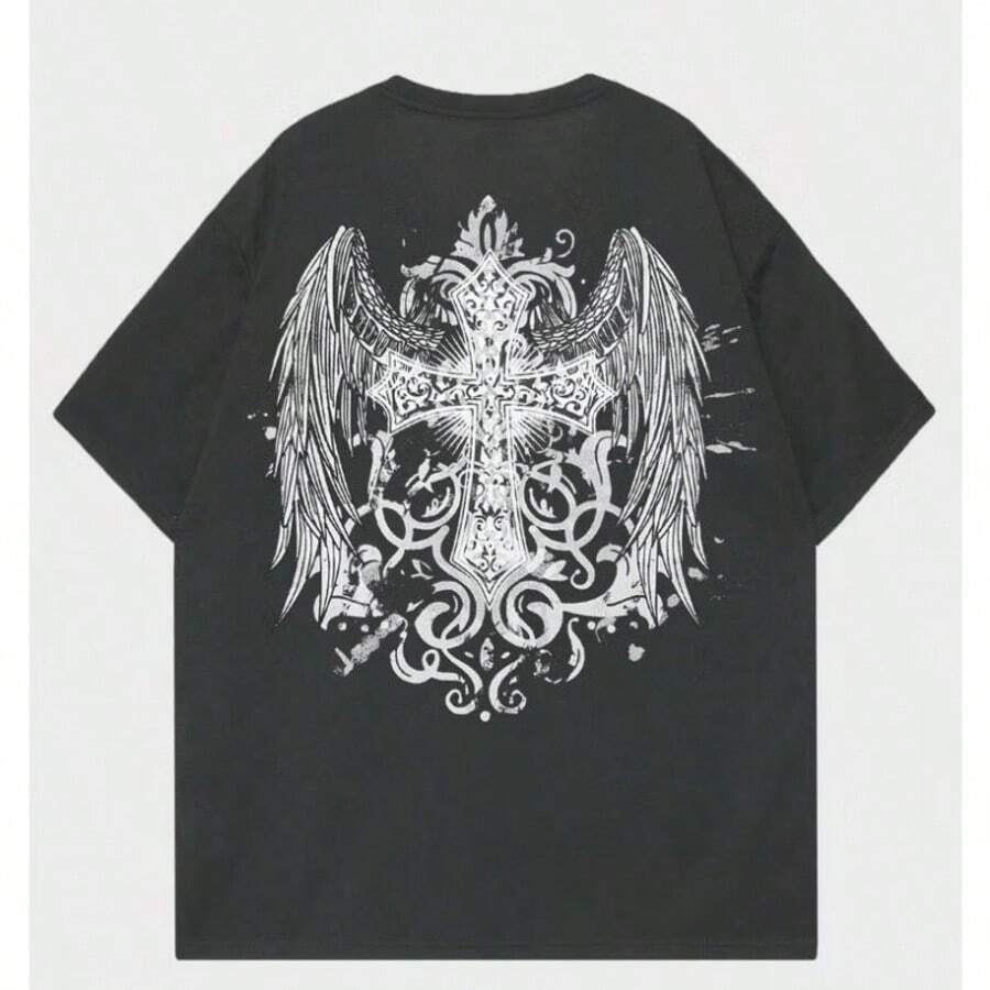 Unisex "Gothic Crosses" T-Shirt - 黑色 - 查看 1
