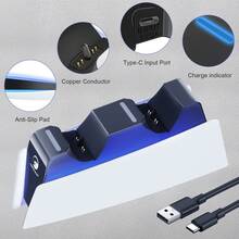 HONCAM Charger For PS Handle Controller, Charging Station Dock For PS DualSense Slim PRO Controller With LED Indicator5