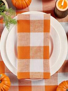 2/6/12 piezas Servilletas de poliéster a cuadros modernos de Halloween y Navidad, adecuadas para restaurante, cocina, cafetería, fiesta festiva, decoración de mesa de comedor, decoración del hogar diaria