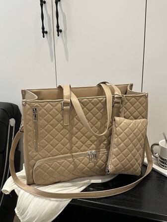 Nuova borsa a tracolla di grande capacità alla moda, borsa termica multicolore classica, può essere posizionata sul computer, borsa per mamme, borsa per pendolari, borsa per il fitness quotidiano, borsa per picnic, borsa a tracolla termica impermeabile, colore cachi, taglia plus