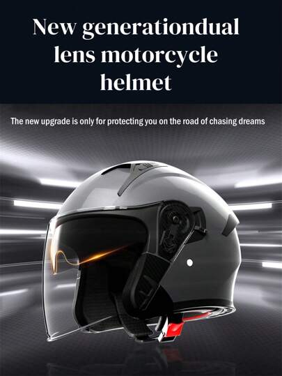  Motorcykelhjälm HD Anti-imma Dubbelglas Öppen Hjälm Seasons DOT-certifierad Skyddshjälm Fri Storlek