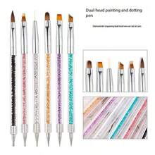 Juego de 6 piezas de bolígrafos de arte de uñas de doble cabeza, bolígrafos de perforación de puntos y línea de tracción, bolígrafos de pico plano de fototerapia, herramientas de arte de uñas de línea de gancho, productos para uñas, accesorios para uñas