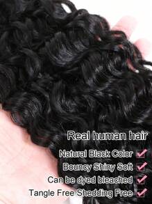 20 英寸卷发人发水波纹 3 束 4x4 蕾丝封口 预拔发际线透明蕾丝前片 带婴儿头发 自然发质