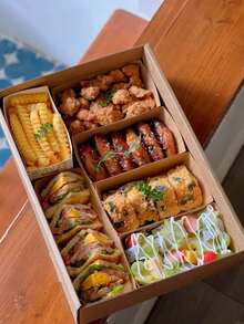 1/2pcs Rectangular Brown Kraft Paper With Lid And Transparent Window Multi-Purpose Cake Baking, Fried Chicken, Pizza, Sandwich, Fruit Storage Packaging Box, Suitable For Picnic Camping, Outdoor, Party, Birthday, Pizza Shop, Fried Chicken Shop - Brown - View 6