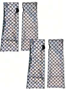 D EXCEED 1/2/3 Pairs Shiny Mermaid Scale Gloves Fish Scale Arm Sleeves Rave Party Gloves Hologram Fingerless Gloves Halloween Cosplay Costume Accessories Iridescent