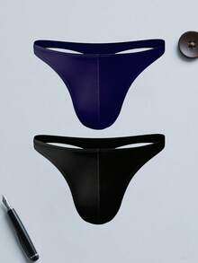 2PCS Men's T-Back Underwear And Personalized Men's Casual Sports Thongs With Low Waist Sexy Soft And Comfortable Men's Thong