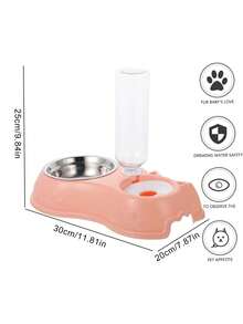 2-In-1 Cat & Dog Bowls, Pet Water & Food Bowls Set With Automatic Water Dispenser And Removable Stainless Steel Bowls, Suitable For Small Dogs & Cats, Puppies & Kittens - Multicolor - View 4